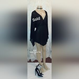 (Sold) M.K.M Design Sheer Black Top 3X
